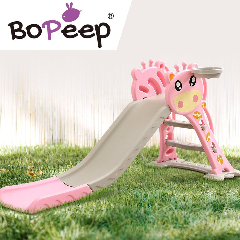 BoPeep Kids Slide Outdoor Basketball Ring Activity Center Toddlers Play Set Pink - Payday Deals