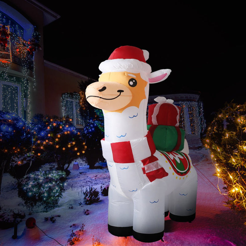 Santaco Inflatable Christmas Decorations Xmas Alpaca 1.8M LED Lights Xmas Party