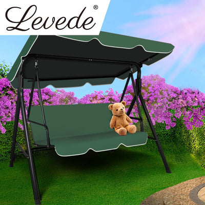 Levede Swing Chair Hammock Outdoor Furniture Garden Canopy Cushion Bench Green - Payday Deals