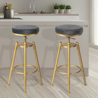 Levede 2x Bar Stools Kitchen Stool Chair Swivel Barstools Velvet Padded Seat - Payday Deals