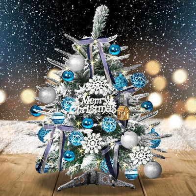 Santaco Christmas Tree 0.6M 2Ft Fairy Lights Snow Flocked Xmas Ornaments Decor
