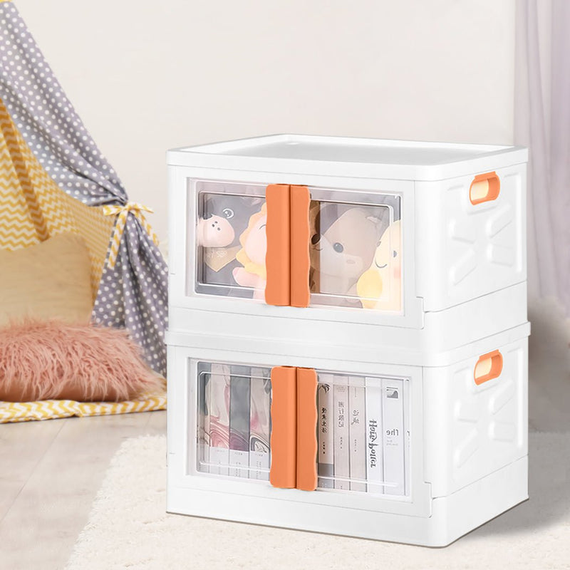 Storage Container Stackable Plastic Toy Boxes Clear Wardrobe Organiser Two Opening