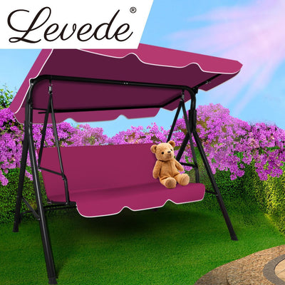 Levede Swing Chair Hammock Outdoor Furniture Garden Canopy Cushion Bench Red - Payday Deals