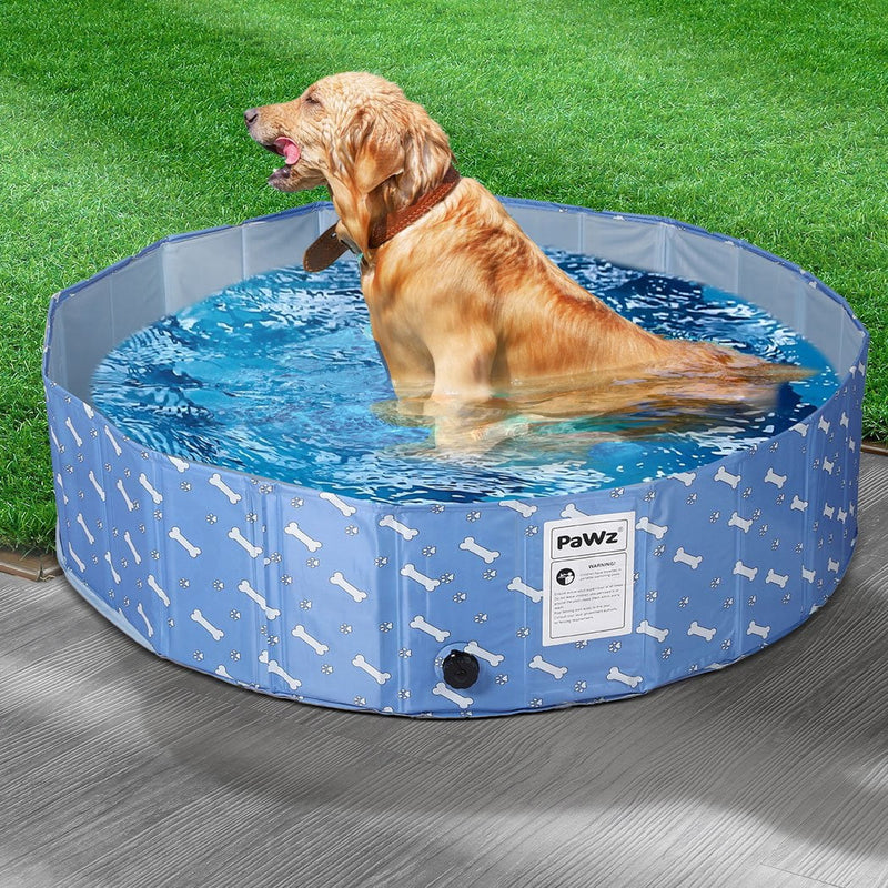 Portable Pet Swimming Pool Kids Dog Cat Washing Bathtub Outdoor Bathing Blue L - Payday Deals