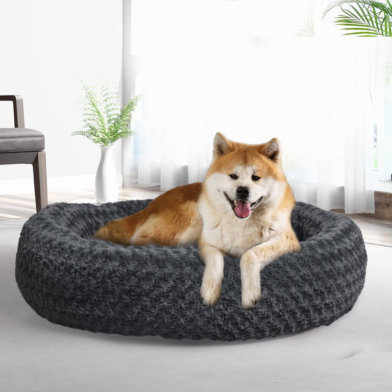 PaWz Calming Dog Bed Warm Soft Plush Pet Cat Cave Washable Portable Dark Grey XL