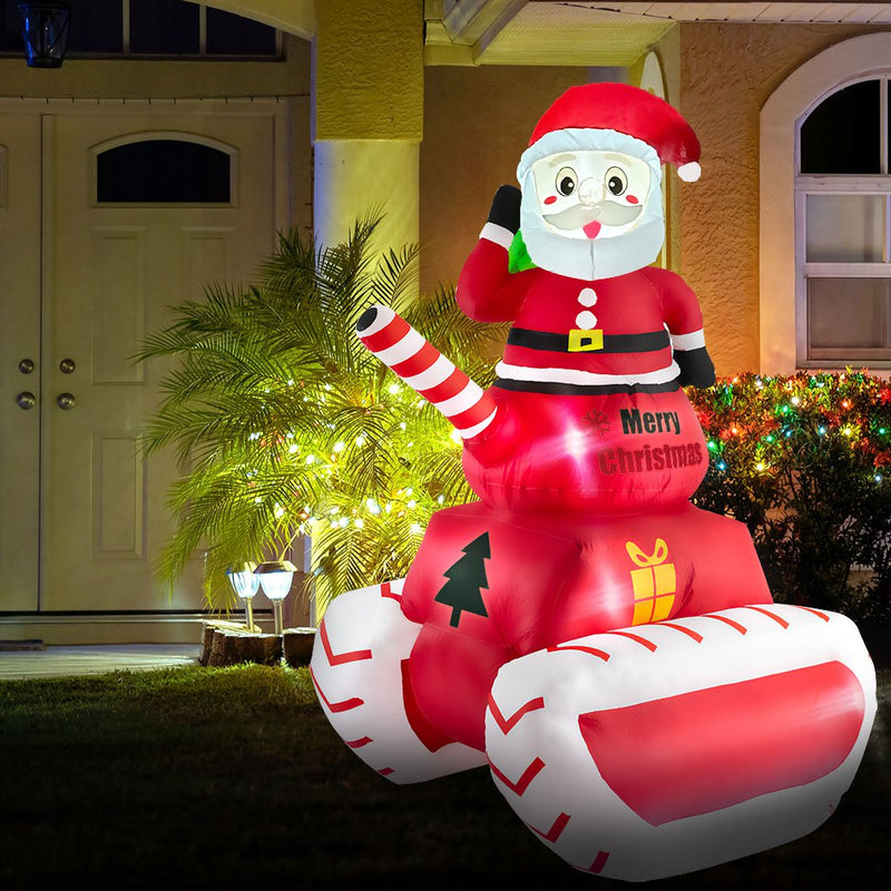 Santaco Christmas Inflatable Santa Claus Tank 1.8M Xmas Decor LED Lights Outdoor