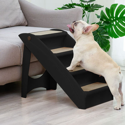 Pet Stairs Ramp Steps Portable Foldable Climbing Ladder Soft Washable Dog Black - Payday Deals