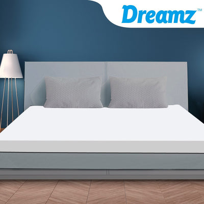 DreamZ 7cm Memory Foam Bed Mattress Topper Polyester Underlay Cover King - Payday Deals