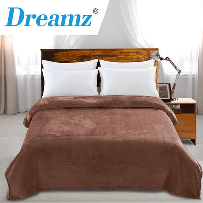 DreamZ 320GSM 220x160cm Ultra Soft Mink Blanket Warm Throw in Mink Colour - Payday Deals