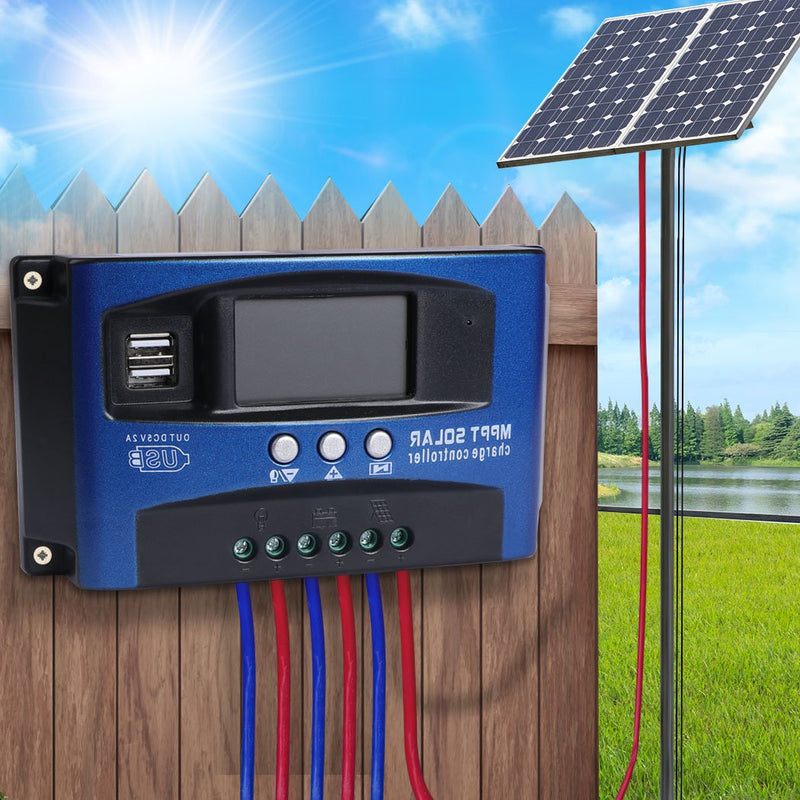 40A Solar Panel Charge Controller 12V 24V Regulator Auto Dual USB Mppt Battery - Payday Deals
