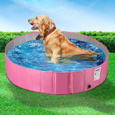 Portable Pet Swimming Pool Kids Dog Cat Washing Bathtub Outdoor Bathing Pink M - Payday Deals
