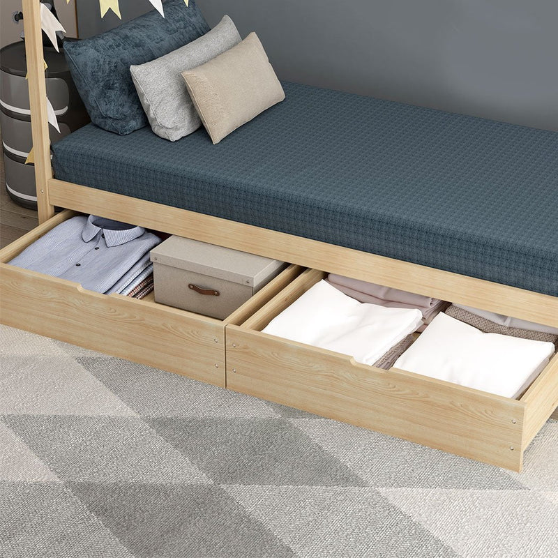 Levede 2x Bed Frame Storage Drawers Wooden Timber Trundle For Bed Frame Base - Payday Deals