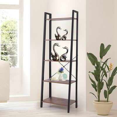 Levede 5 Tier Bookshelf Industrial Ladder Shelf Wooden Storage Display Rack - Payday Deals