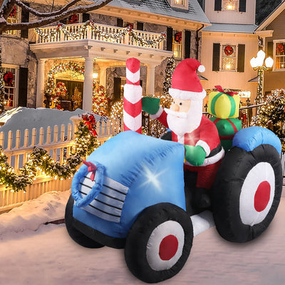 Santaco Inflatable Christmas Decor Tractor Santa 1.4M LED Lights Xmas Party