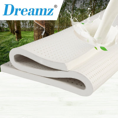Dreamz Latex Mattress Topper Double Natural 7 Zone Bedding Removable Cover 5cm - Payday Deals