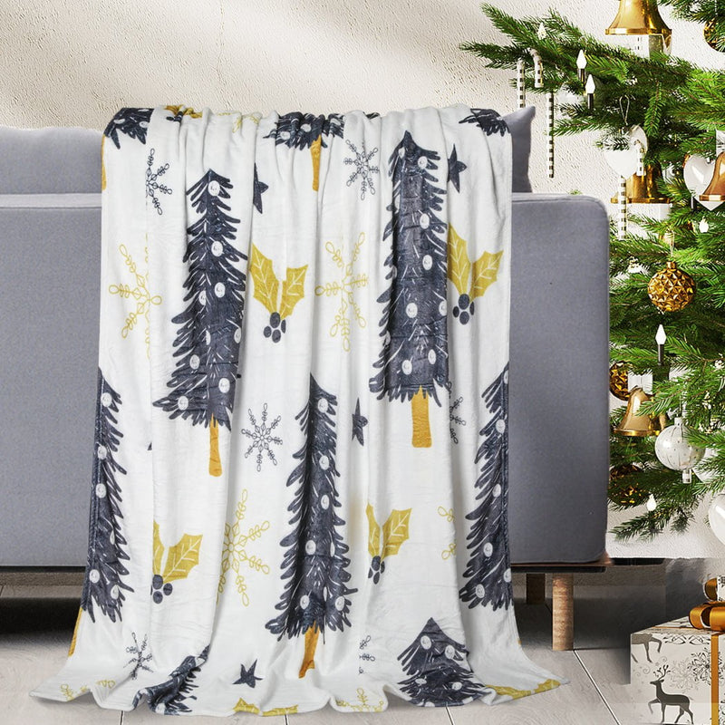 Santaco Throw Blanket Xmas Flannel Double Sided Warm Fleece Decor Christmas Q