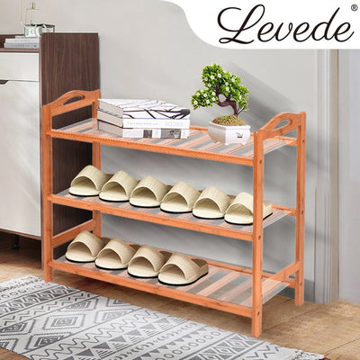 Levede 3 Tiers Bamboo Shoe Rack Storage Organizer Wooden Shelf Stand Shelves - Payday Deals
