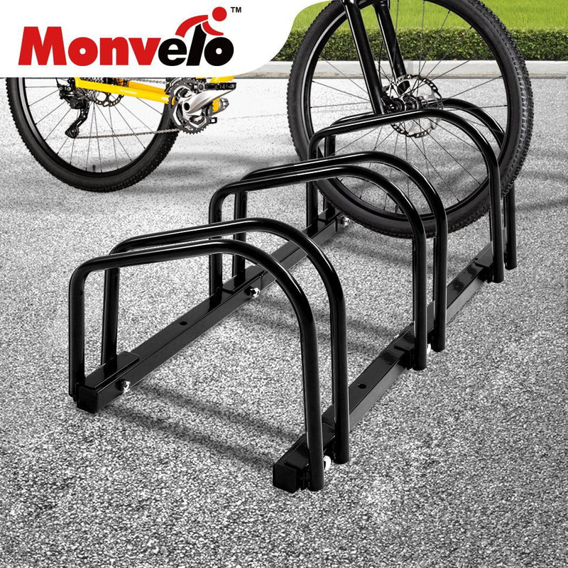 3 Bike Floor Parking Rack Bikes Stand Bicycle Instant Storage Cycling Portable - Payday Deals
