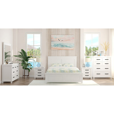 Lily 4pc Queen Bed Suite Bedside Tallboy Bedroom Furniture Package - White Payday Deals