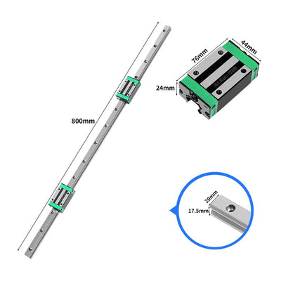 Linear Guide Rail 2PCS 800mm + 4PCS HGH20CA Slider Block Bearing Steel CNC Payday Deals