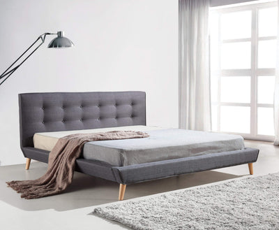 King Linen Fabric Deluxe Bed Frame Grey