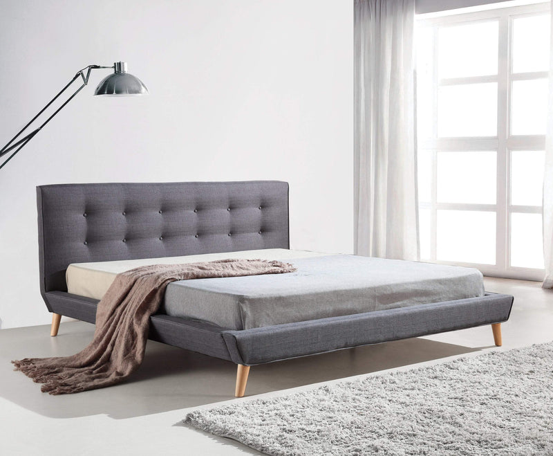 Linen Fabric Deluxe Bed Frame Grey