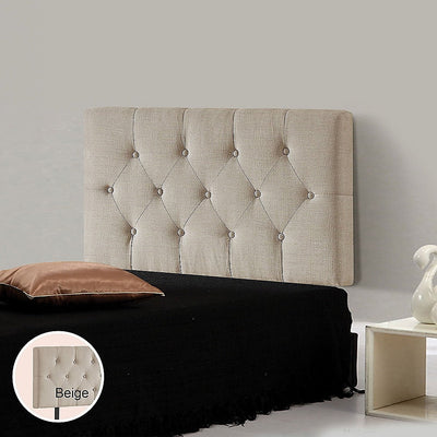 Linen Fabric Single Bed Deluxe Headboard Bedhead - Beige Payday Deals