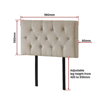 Linen Fabric Single Bed Deluxe Headboard Bedhead - Beige Payday Deals