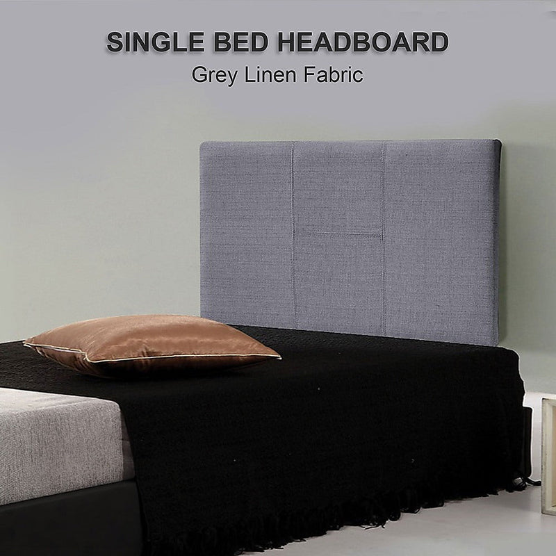 Linen Fabric Single Bed Headboard Bedhead - Grey Payday Deals