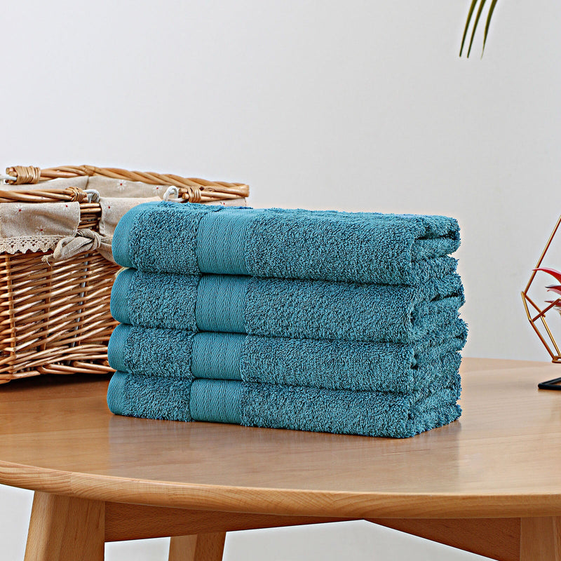 Linenland Bath Towel 4 Piece Cotton Hand Towels Set - Blue Payday Deals