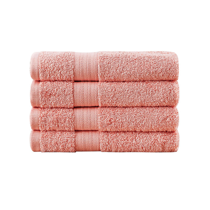 Linenland Bath Towel 4 Piece Cotton Hand Towels Set - Coral Payday Deals