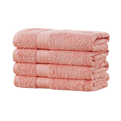 Linenland Bath Towel 4 Piece Cotton Hand Towels Set - Coral Payday Deals