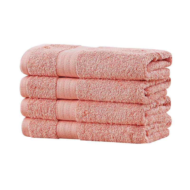 Linenland Bath Towel 4 Piece Cotton Hand Towels Set - Coral Payday Deals