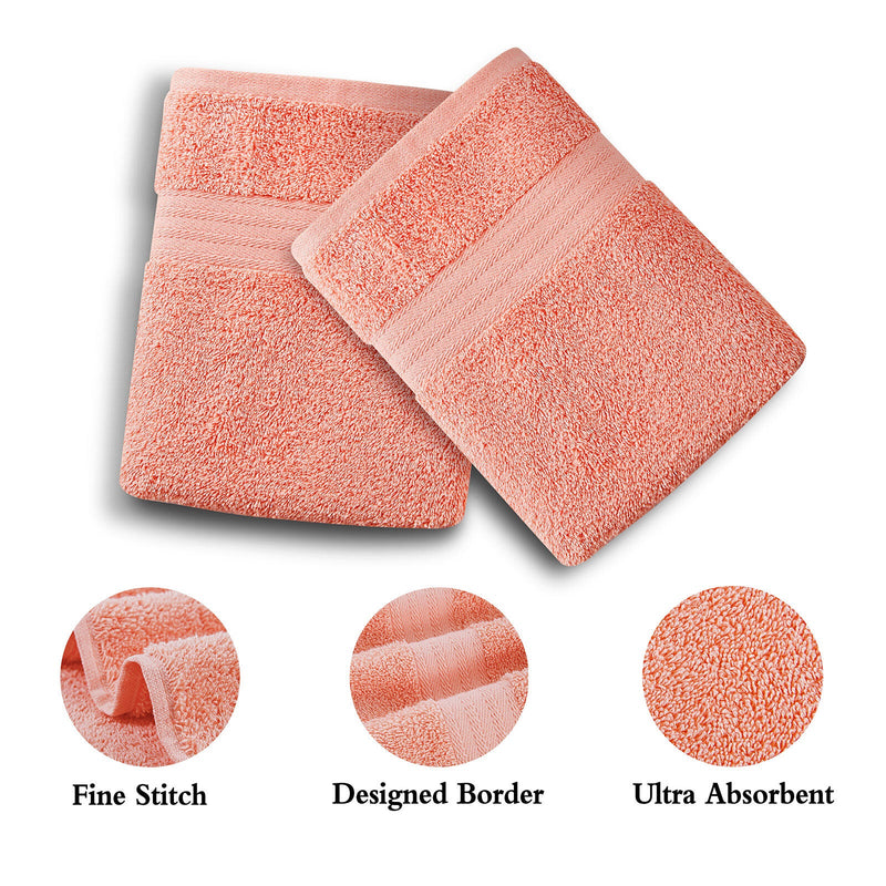 Linenland Bath Towel 4 Piece Cotton Hand Towels Set - Coral Payday Deals