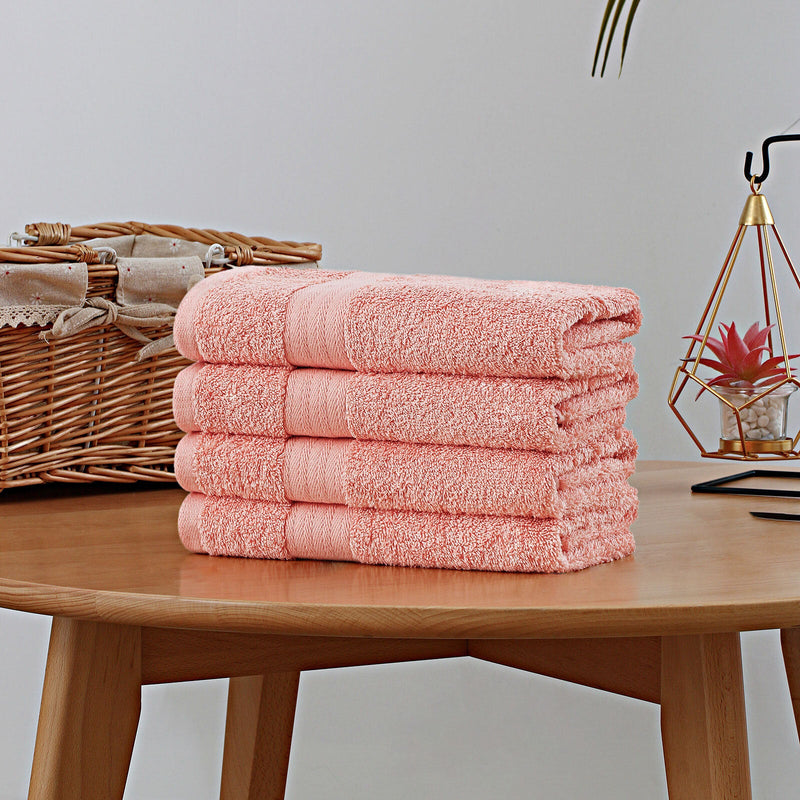 Linenland Bath Towel 4 Piece Cotton Hand Towels Set - Coral Payday Deals