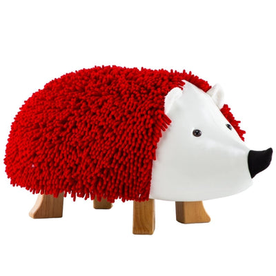 Lira Red Hedgehog Ottoman With Solid Wood Footrest