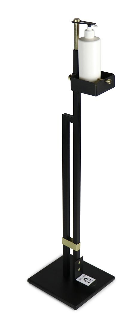 Lirash Touch Free Hand Sanitiser Dispenser Station Floor Stand Foot Operated - Gold Black Payday Deals