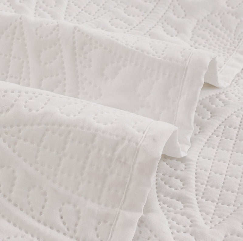 Lisbon Quilted 3 Pieces Embossed Coverlet Set-queen/double white Payday Deals