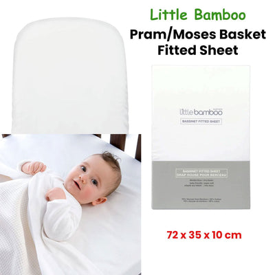 Little Bamboo Fitted Sheet Pram/Moses Basket 72x35x10cm Payday Deals