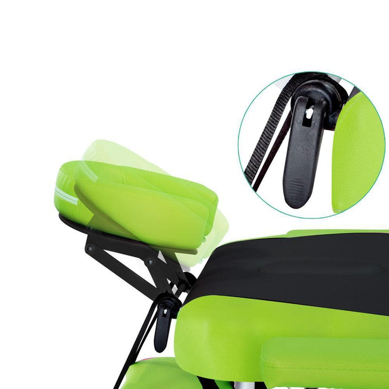 Livemor 3 Fold Portable Aluminium Massage Table - Green & Black