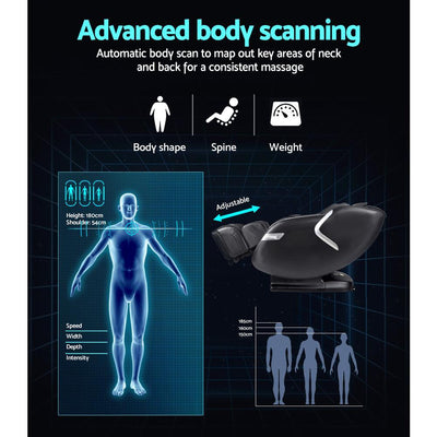 Livemor 3D Electric Massage Chair SL Track Full Body Air Bags Shiatsu Massaging Black