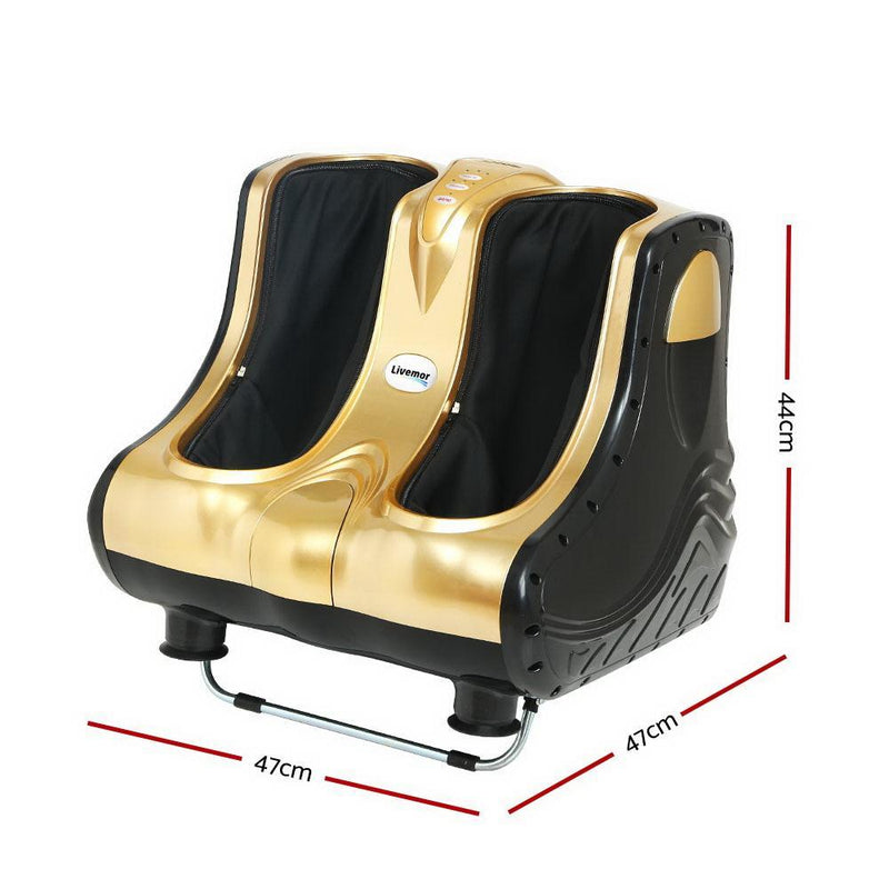 Livemor 3D Foot Massager Machine Ankle Calf Leg Shiatsu Kneading Rolling Gold