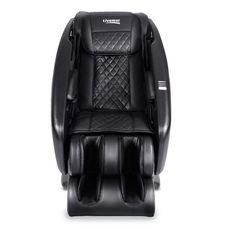 Livemor 4D Electric Massage Chair Shiatsu SL Track Full Body 52 Air Bags Black