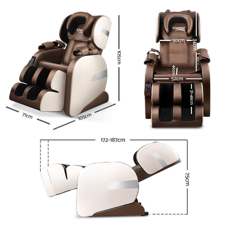 Livemor Electric Massage Chair 100W- Brown