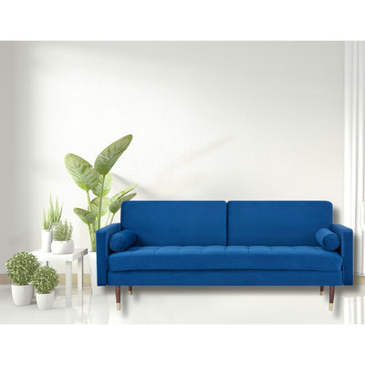 Livia 3 Seater Sofa Bed Fabric Uplholstered Lounge Couch - Dark Blue Payday Deals