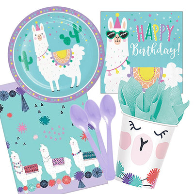 Llama Happy Birthday 8 Guest Deluxe Tableware Party Pack