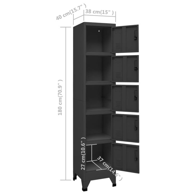 Locker Cabinet Anthracite 38x40x180 cm Steel Payday Deals