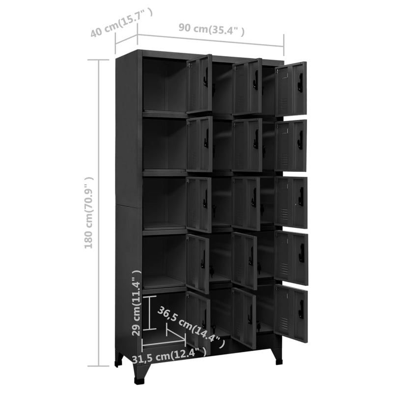 Locker Cabinet Anthracite 90x40x180 cm Steel Payday Deals