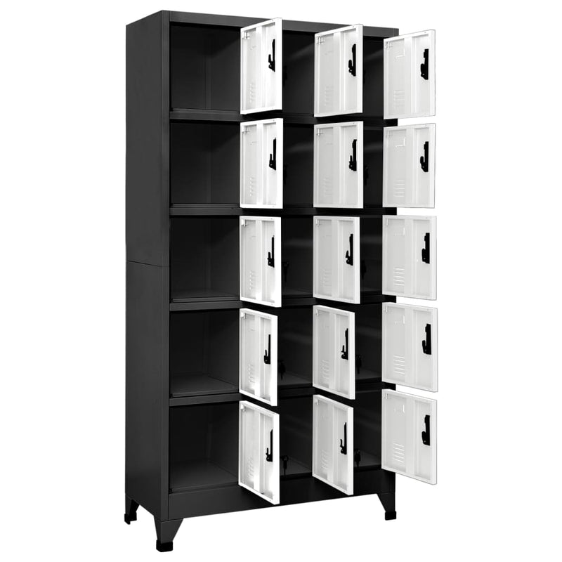 Locker Cabinet Anthracite and White 90x40x180 cm Steel Payday Deals