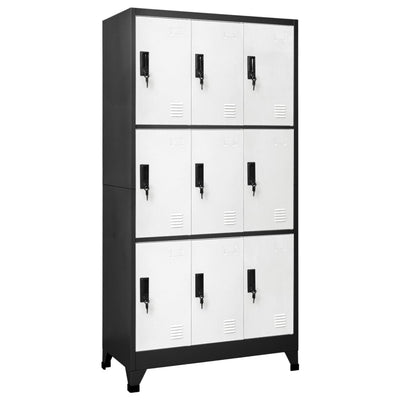 Locker Cabinet Anthracite and White 90x45x180 cm Steel